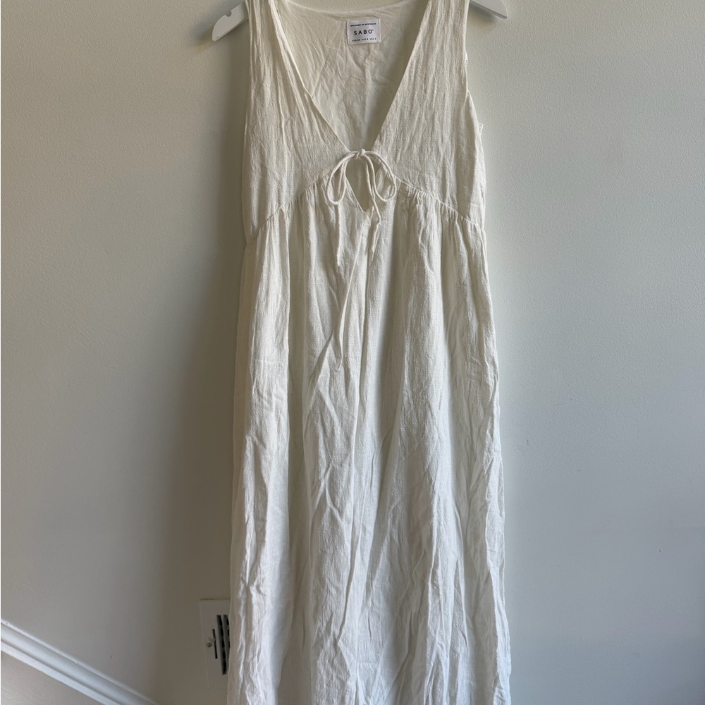 Sabo 100% Cotton White Lined Maxi Dress